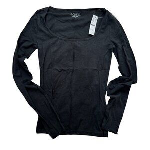 J.crew Tissue‎ Crepe Long-sleeve Scoopneck T-shirt black sz XS